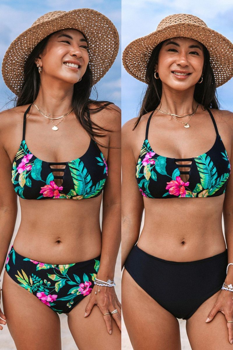 Bikini Sets | Deep Jungle Tropical Bikini Top & Reversible Bottoms Set – Womens Bikini Bikini Sets