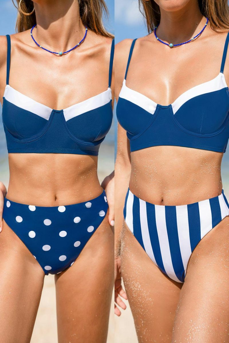 Bikini Sets | Feeling Dotty Lace-Up Bikini Top & Reversible Bottoms Set – Womens Bikini Bikini Sets