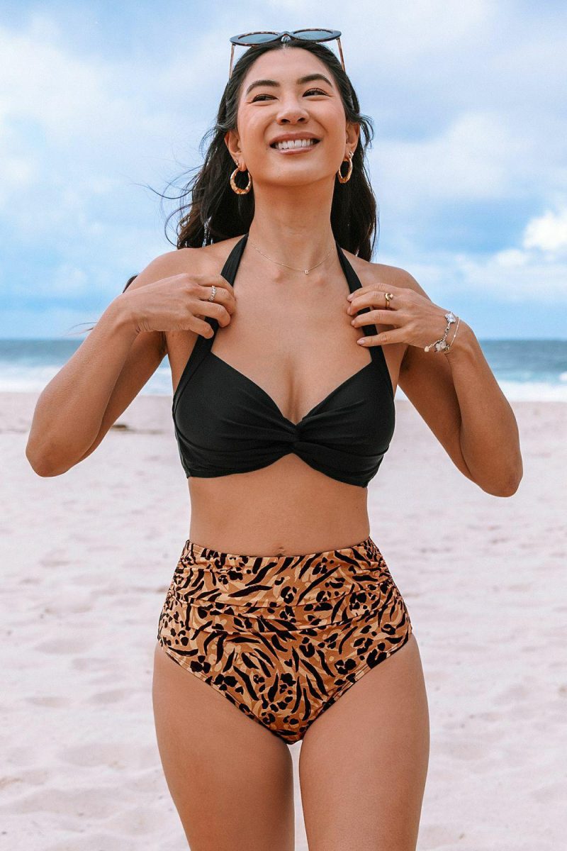 Bikini Sets | Halterneck Bikini Top & Leopard Print Bottoms Set – Womens Bikini Bikini Sets