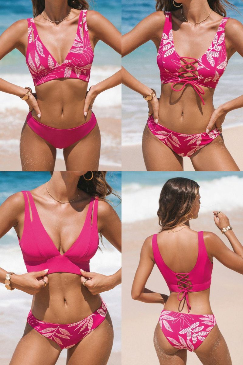 Bikini Sets | Reversible Lace-Up Bikini Top & Standard Bottoms Set – Womens Bikini Bikini Sets