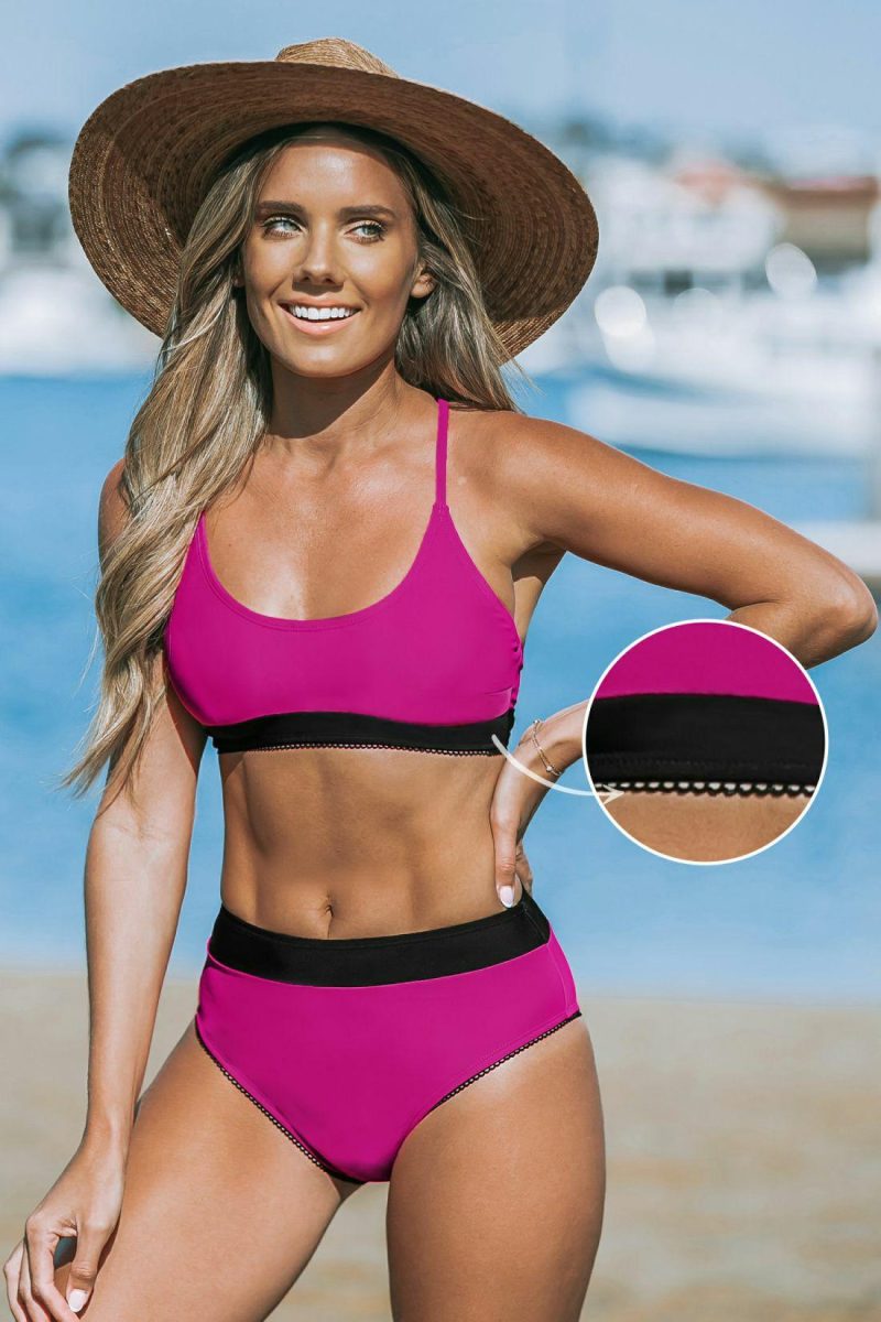 Bikini Sets | Scoop Neck Colorblock Top & Hipster Bikini Swimsuit – Womens Bikini Bikini Sets