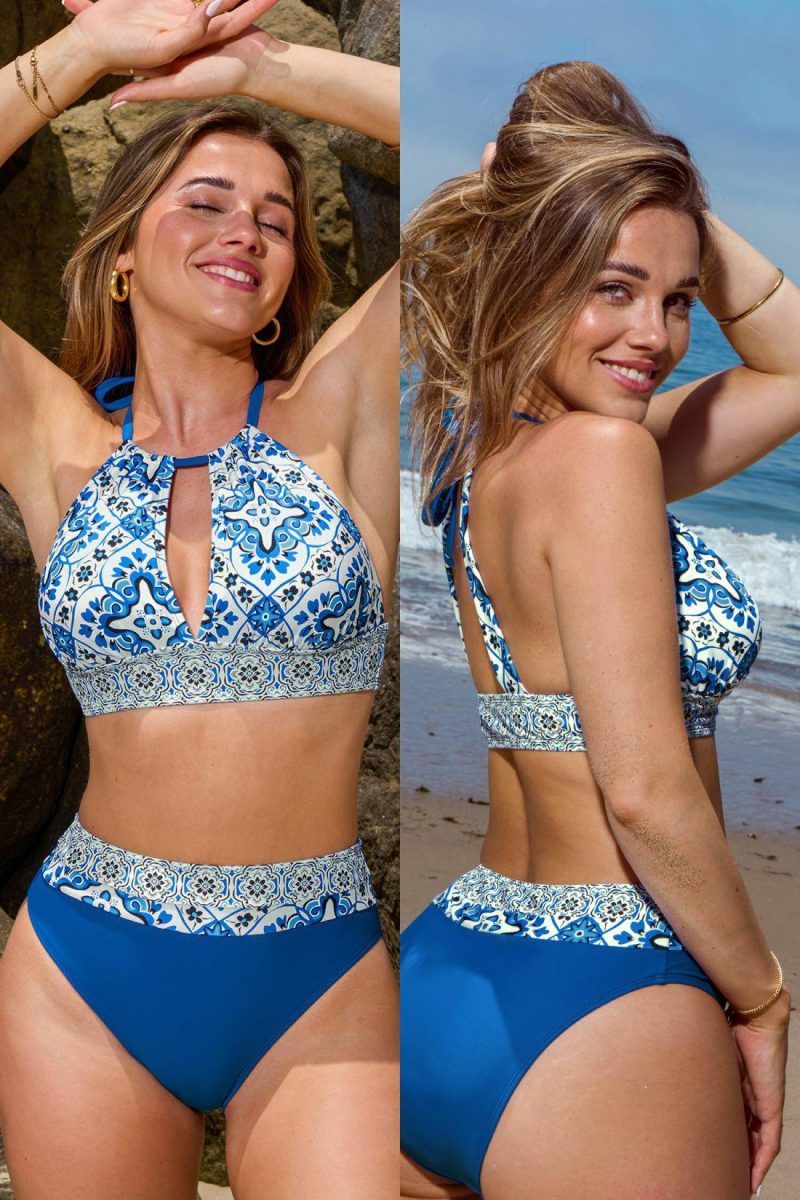 Bikini Sets | Twin Tiles Cutout Bikini Top & High-Rise Bottoms Set – Womens Bikini Bikini Sets