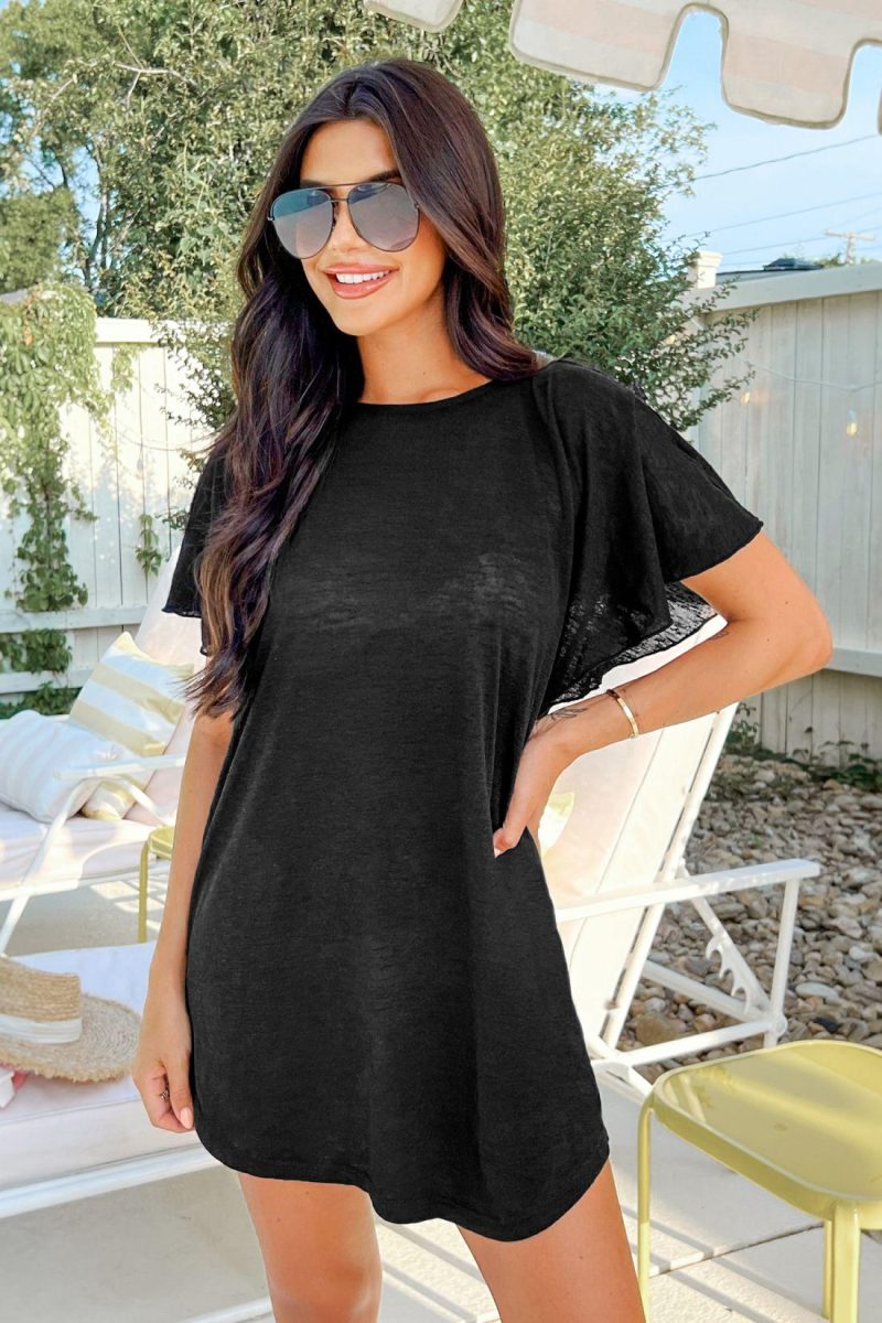 Cover Ups | Cutout Dolman Sleeve Cover-Up Dress – Womens Cover Ups Black