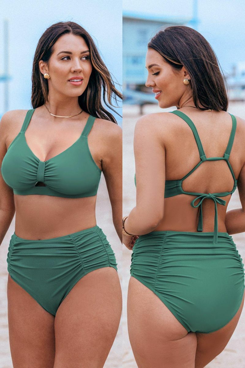 Fit Solutions | Eucalyptus Green Bikini Top & Tummy Control Bottoms Set – Womens Fit Solutions Eucalyptus