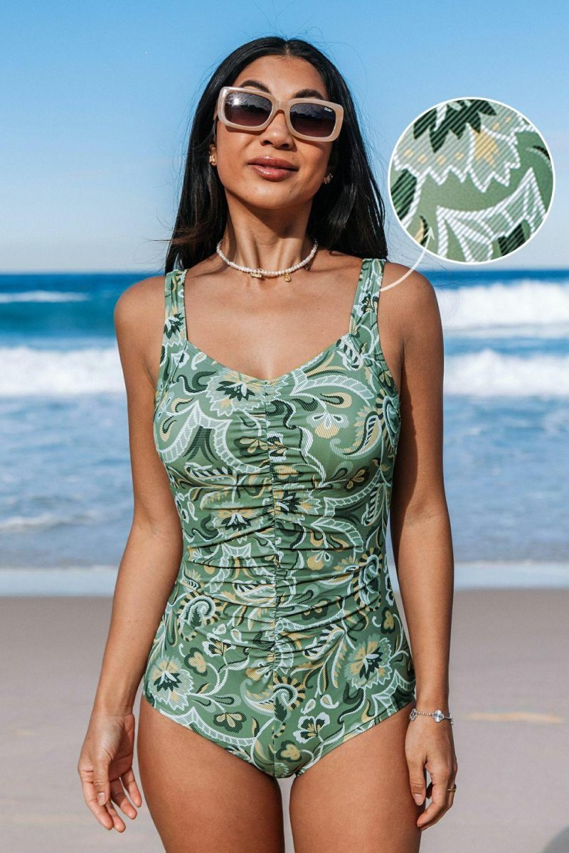 Floral & Tropical | Ruched Paisley One Piece Swimsuit – Womens Floral & Tropical Floral & Tropical