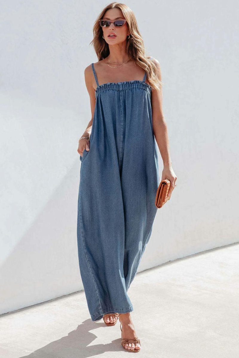 Jumpsuit | Denim Wide Leg Cami Jumpsuit – Womens Jumpsuit Blue