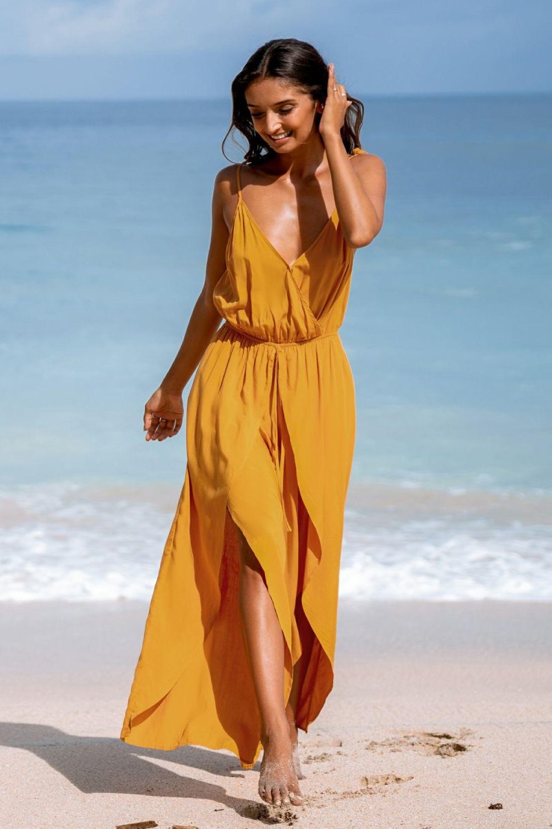 Jumpsuit | Rust Tulip Hem Jumpsuit – Womens Jumpsuit Jumpsuit