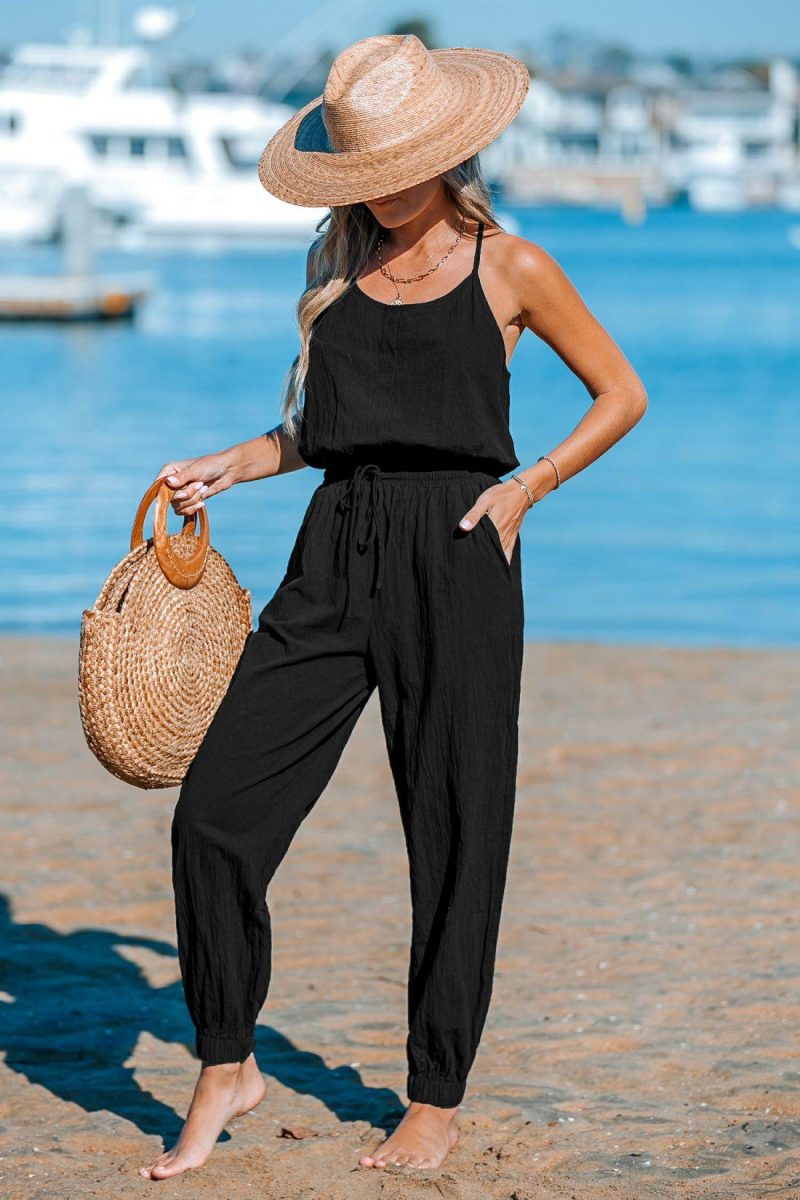 Jumpsuit | Tapered Leg & Back Cut-Out Jumpsuit – Womens Jumpsuit Black