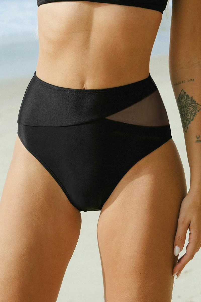 Mesh Swimsuits | Alegria Mesh High Waist Bikini Bottoms – Womens Mesh Swimsuits Black