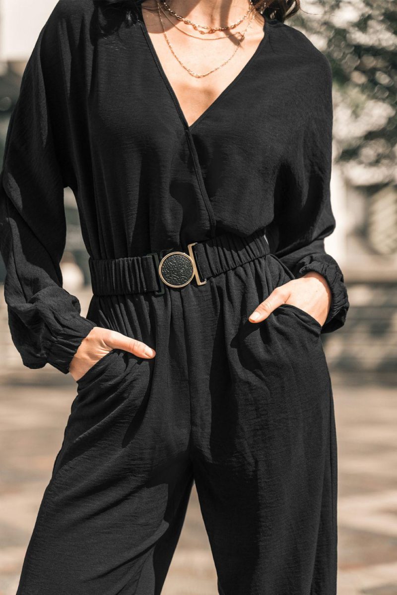 Solid Jumpsuit & Playsuit | Onyx Belted Jogger Jumpsuit – Womens Jumpsuit Black