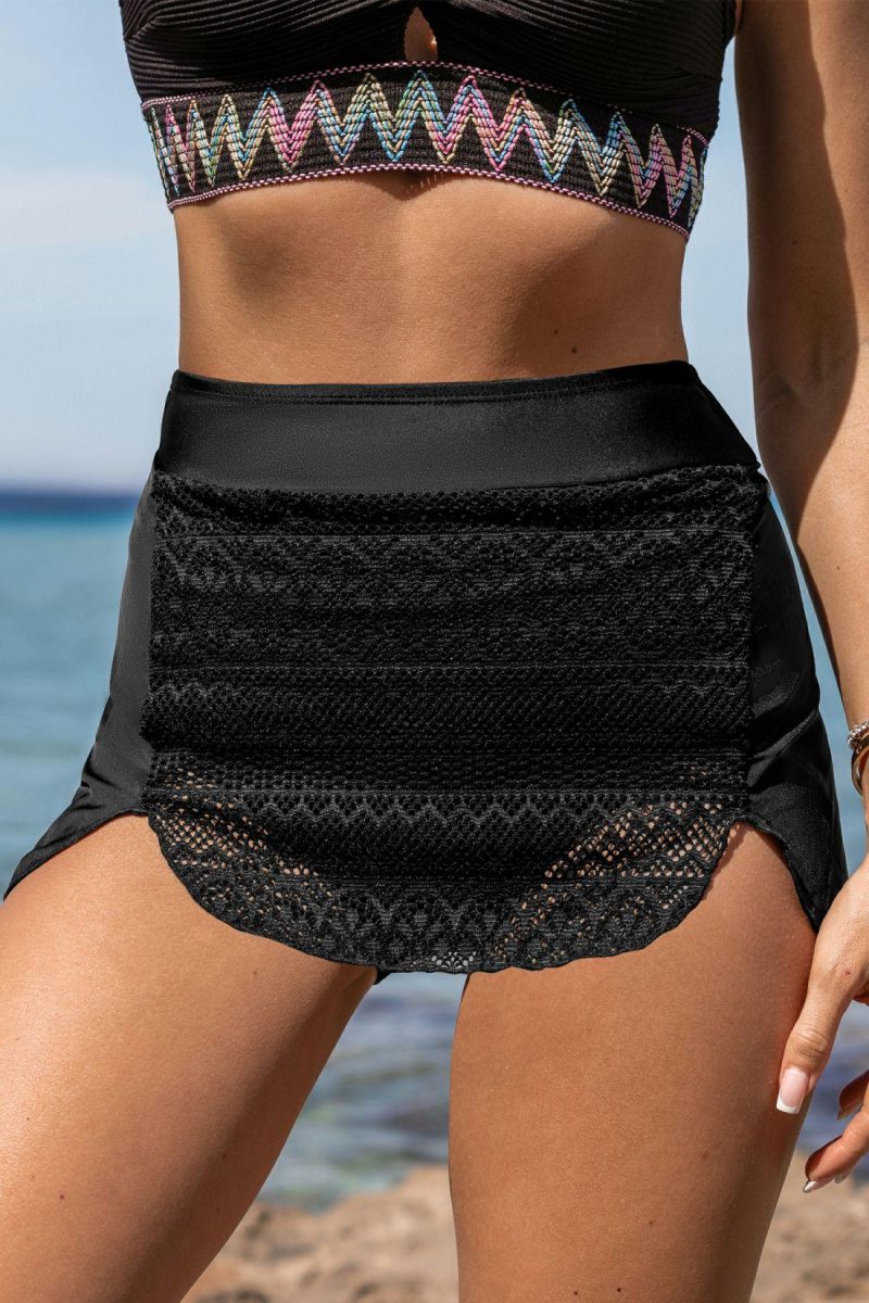 Tops & Bottoms | Lace High-Rise Standard Swim Skirt – Womens Bikini Black