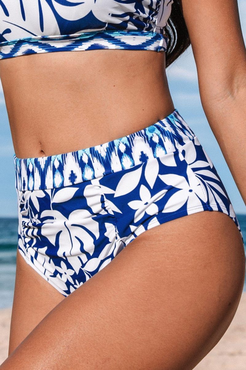 Tops & Bottoms | Twin Tropic Retro High-Rise Bikini Bottoms – Womens Bikini Blue