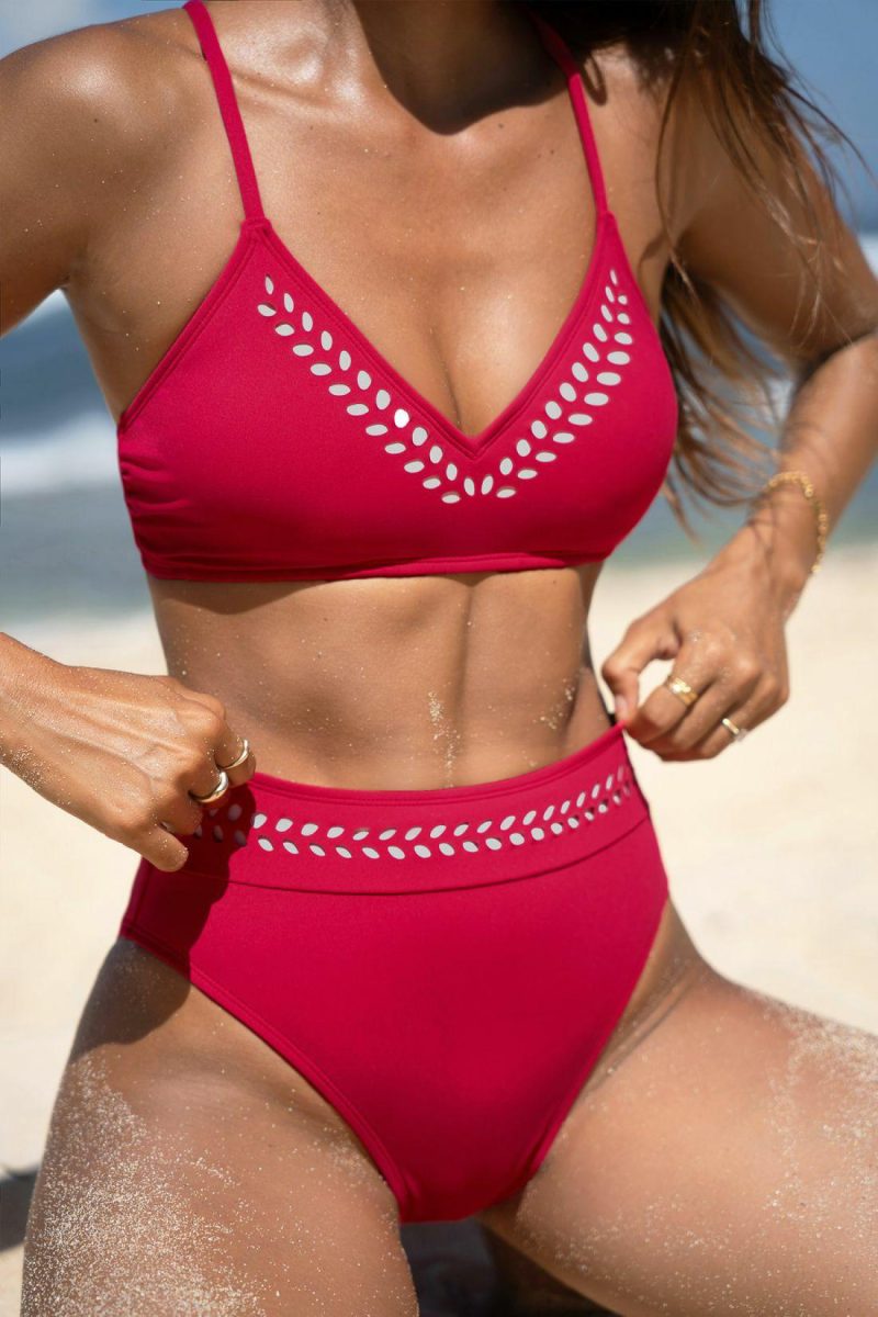 Bikini Sets | Super Bloom V-Neck Bikini Top & Banded High-Rise Bottoms Set – Womens Bikini Bikini Sets